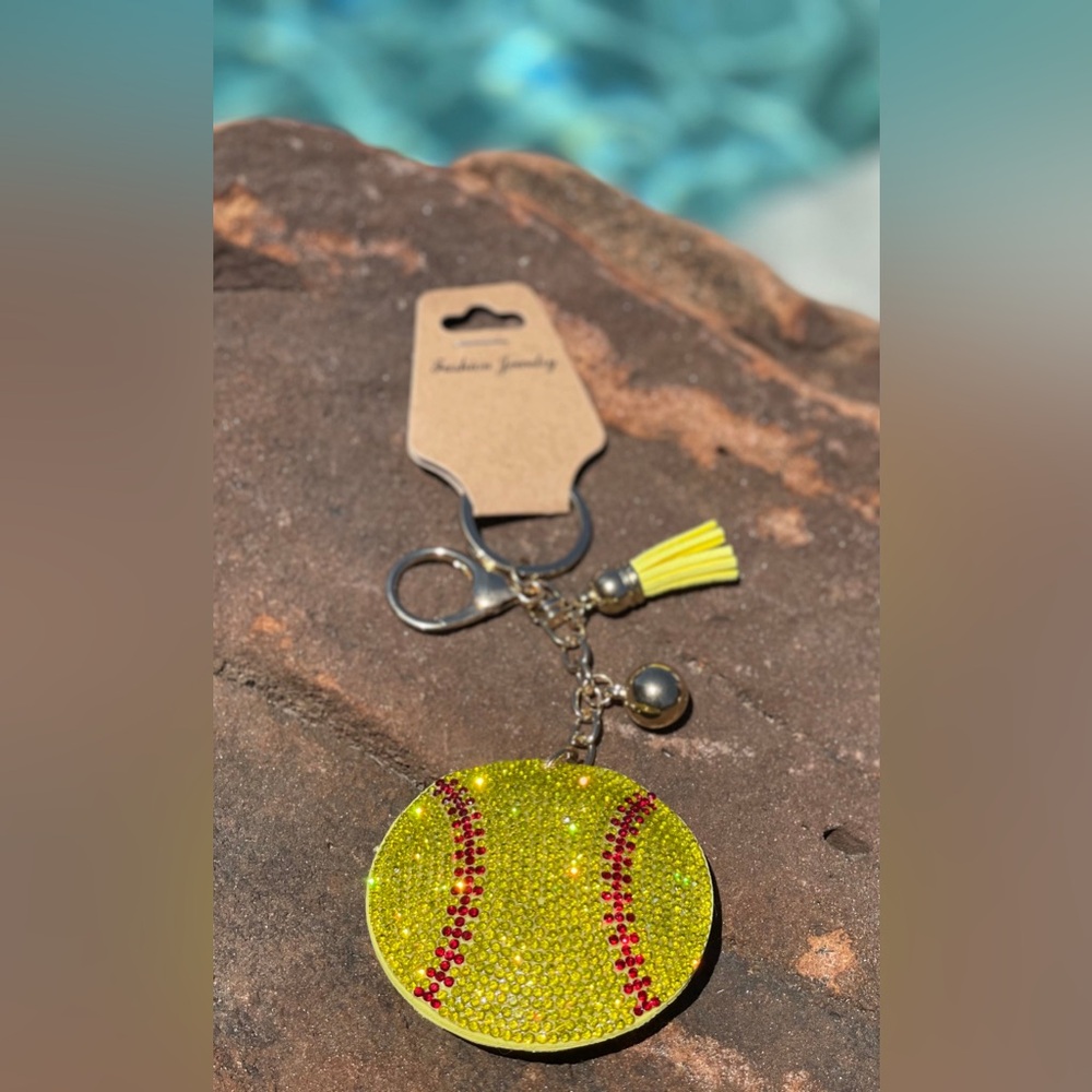 Baseball & Softball Rhinestone Key Chains - Picture 6 of 7